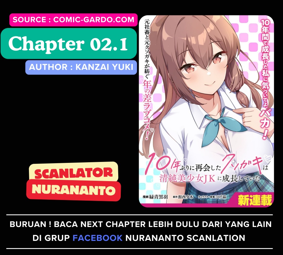 Baca Komik 10-Nen Buri ni Saikai shita Kusogaki wa Seijun Bishoujo JK ni Seichou shiteita Chapter 2.1 Gambar 1