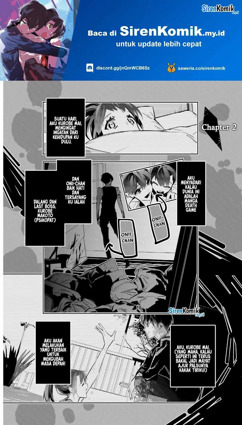 Baca Death Game Manga no Kuromaku Satsujinki no Imouto ni Tensei shite Shippai shita Chapter 2 Gambar 2