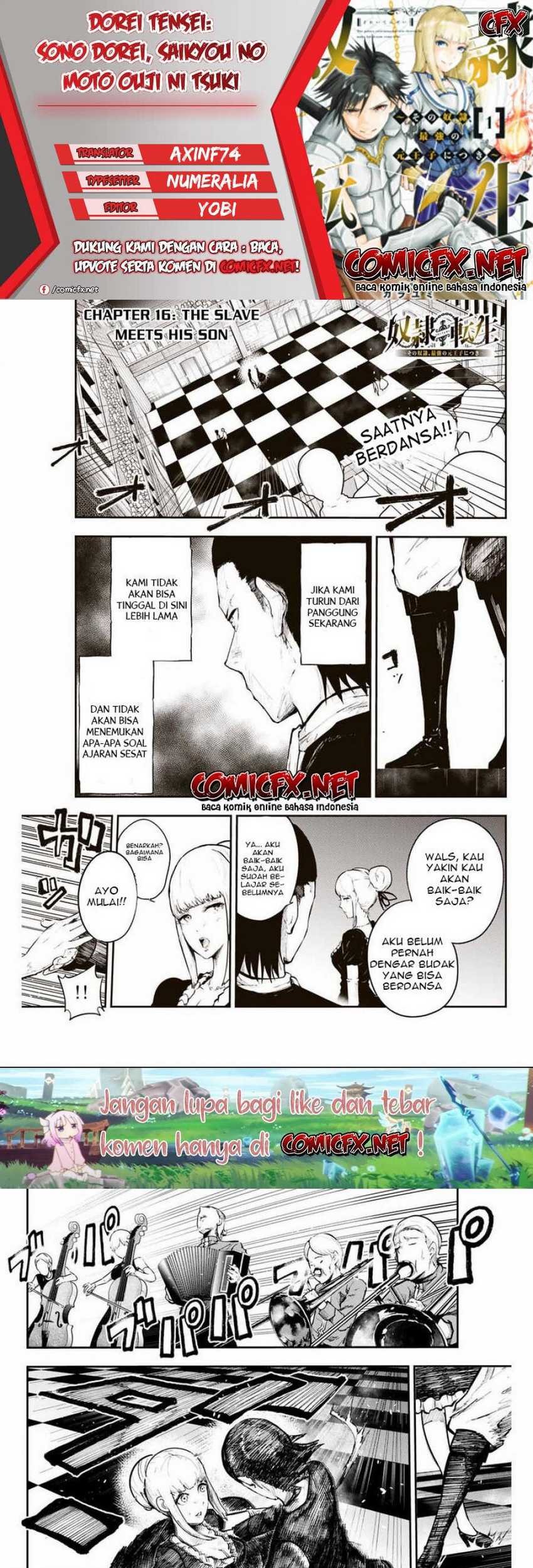 Baca Komik Dorei Tensei: Sono Dorei, Saikyou no Moto Ouji ni Tsuki Chapter 16 Gambar 1