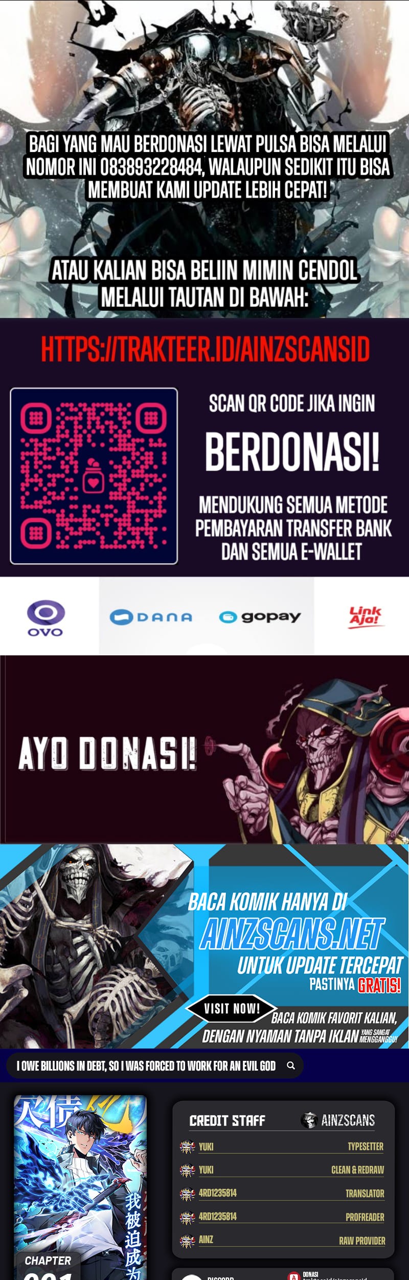 Baca Komik I Owe A Billion Dollars And I am Forced to Become A Worker For An Evil God Chapter 1 Gambar 1