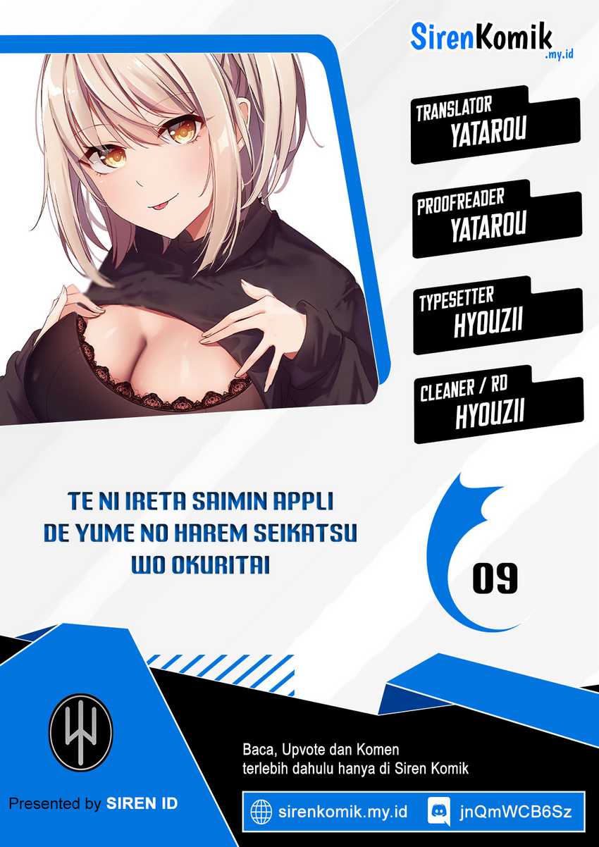 Baca Komik I Want to Live the Harem Life of My Dreams With the Hypnosis App I Got (Te ni Ireta Saimin Appli de Yume no Harem Seikatsu o Okuritai) Chapter 9 Gambar 1