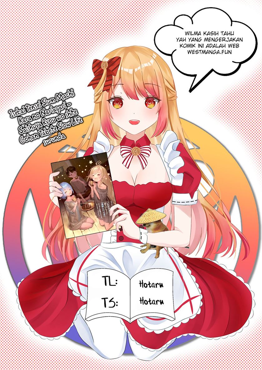 Baca Komik Isekai Tensei Slum Machi kara no Nariagari – Saishuya Ryou wo shite Gohan Tabete Slow Life surun da Chapter 1 Gambar 1