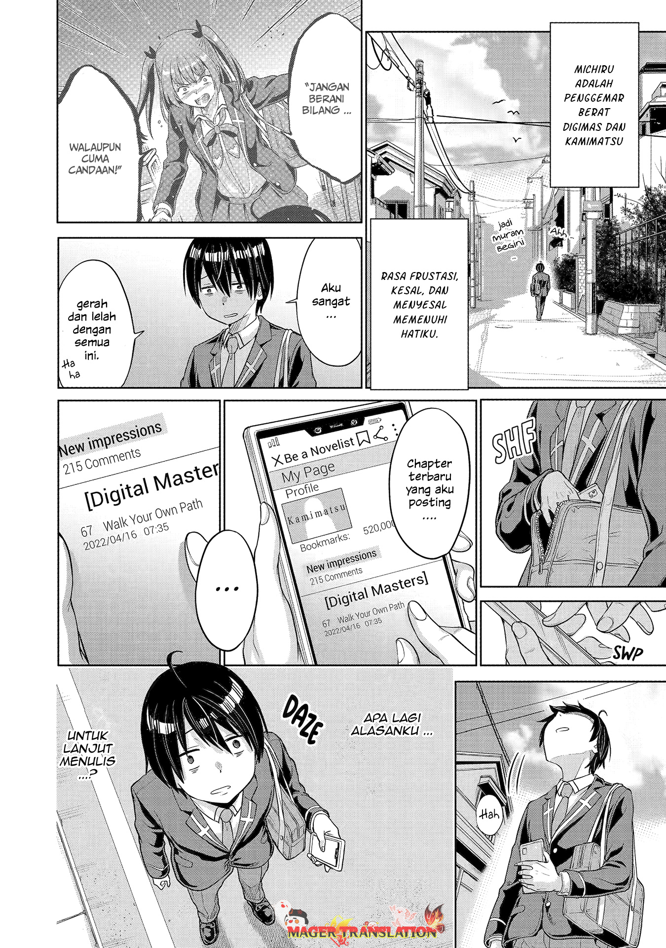 Koukousei WEB Sakka no Mote Seikatsu “Anta ga Kami Sakka na Wakenai desho” to Boku wo Futta Osananajimi ga Koukaishiteru kedo Mou Osoi Chapter 1.1 Gambar 30