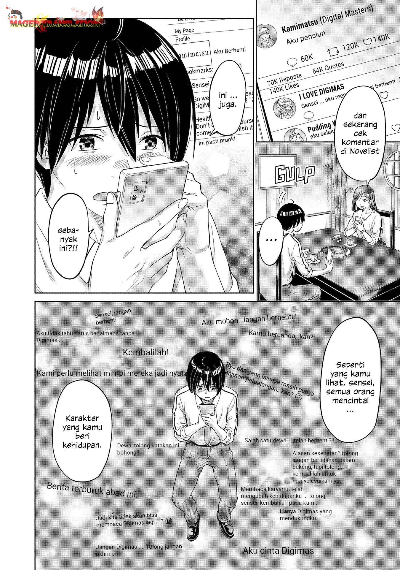 Koukousei WEB Sakka no Mote Seikatsu “Anta ga Kami Sakka na Wakenai desho” to Boku wo Futta Osananajimi ga Koukaishiteru kedo Mou Osoi Chapter 1.2 Gambar 22