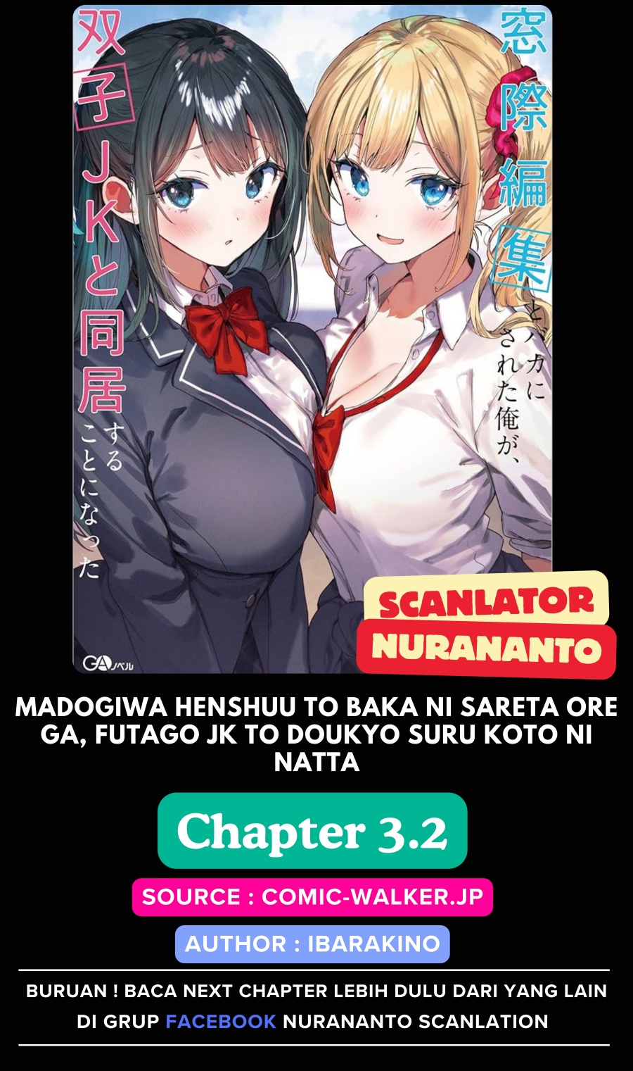 Baca Komik Madogiwa henshuu to baka ni sareta ore ga, futago JK to doukyo suru koto ni natta Chapter 3.2 Gambar 1