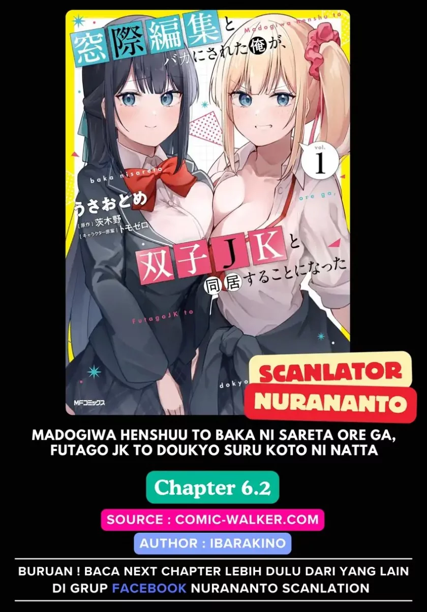 Baca Komik Madogiwa henshuu to baka ni sareta ore ga, futago JK to doukyo suru koto ni natta Chapter 6.2 Gambar 1