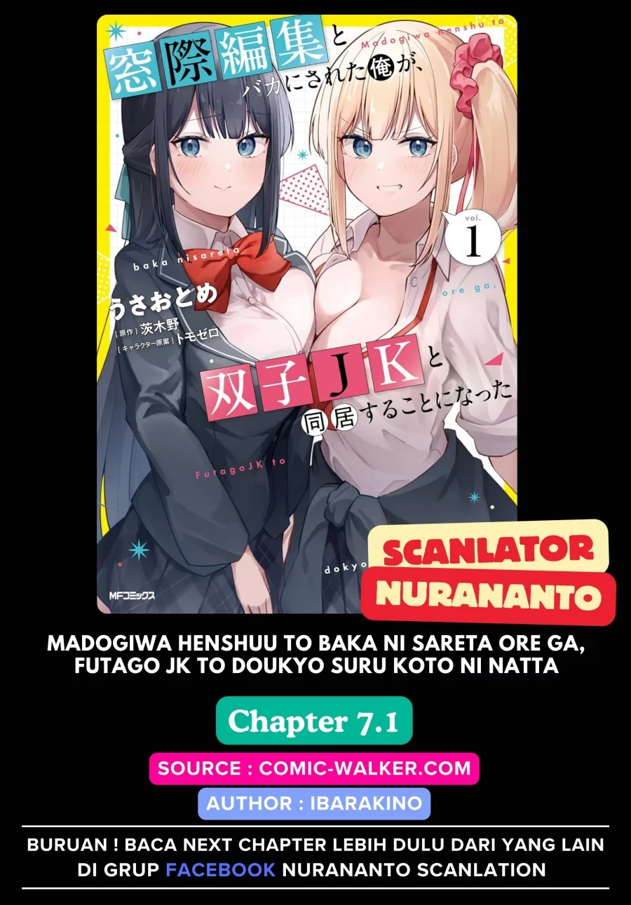 Baca Komik Madogiwa henshuu to baka ni sareta ore ga, futago JK to doukyo suru koto ni natta Chapter 7.1 Gambar 1