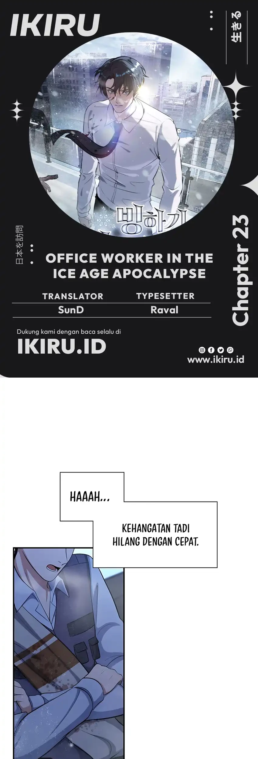 Baca Komik Office Worker in the Ice Age Apocalypse Chapter 23 Gambar 1