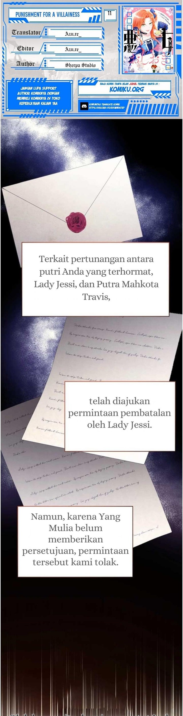 Baca Komik Punishment for a Villainess Chapter 11 Gambar 1