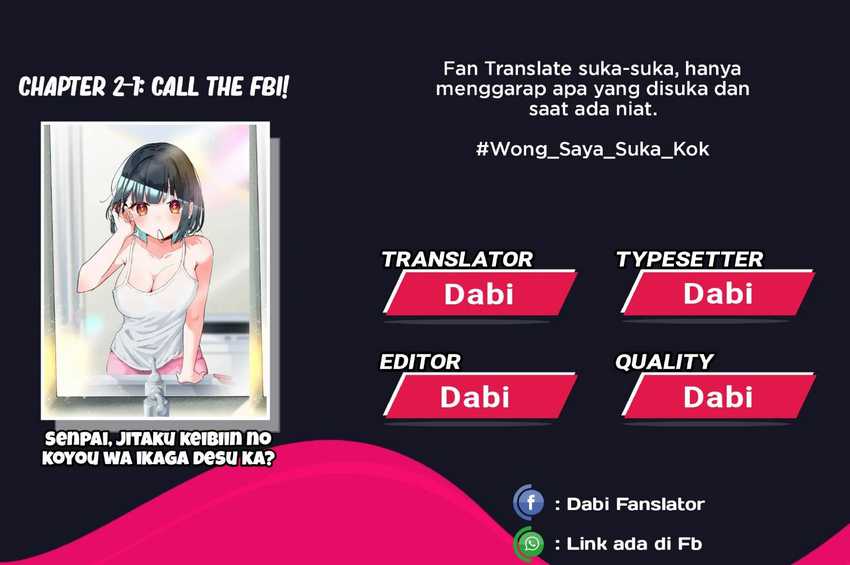 Baca Komik Senpai, Jitaku Keibiin no Koyou wa Ikaga desu ka? Chapter 2.1 Gambar 1