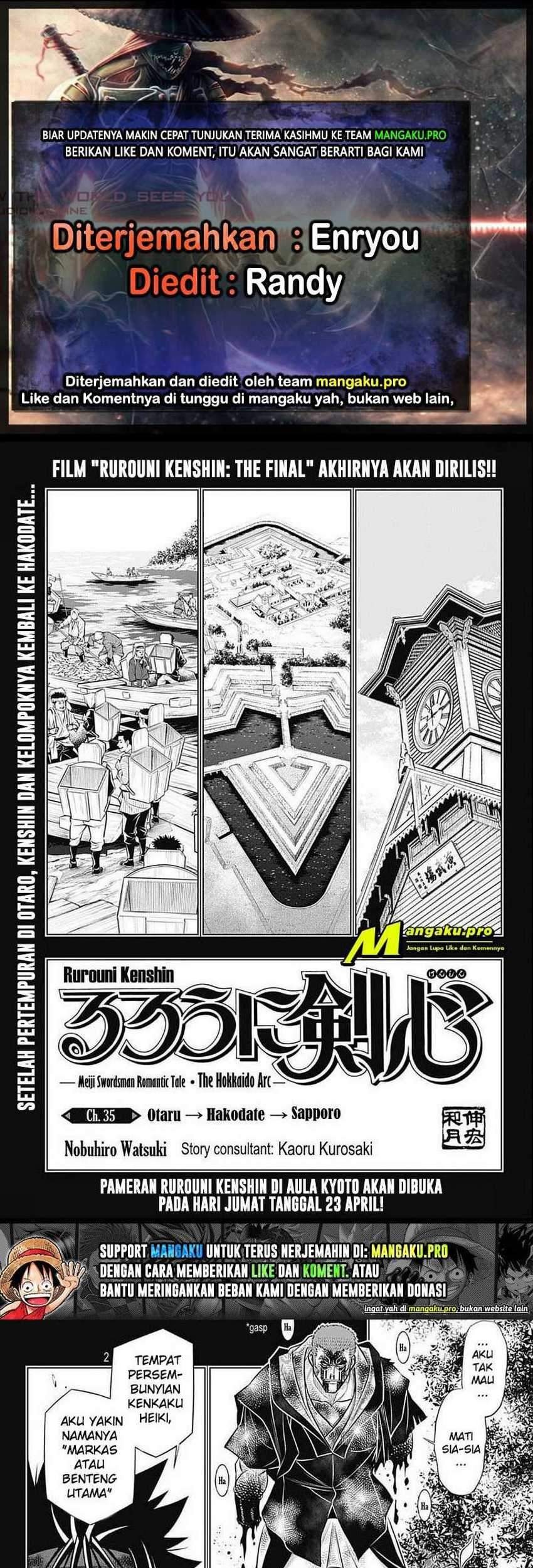 Baca Komik Rurouni Kenshin: Meiji Kenkaku Romantan – Hokkaido-hen Chapter 35 Gambar 1