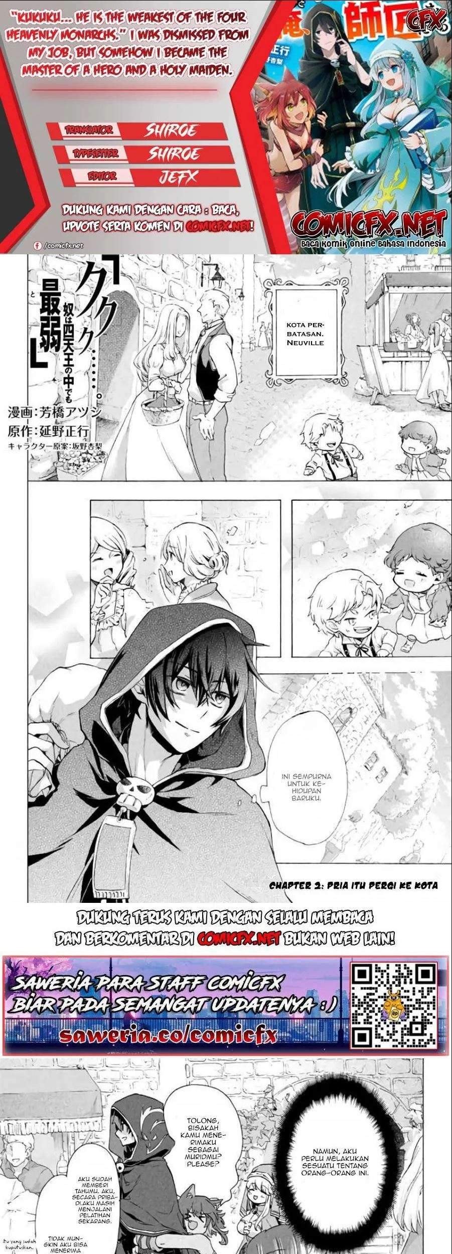 Baca Komik “Kukuku… He is the weakest of the Four Heavenly Monarchs.” I was dismissed from my job but somehow I became the master of a hero and a holy maiden. Chapter 2.2 Gambar 1