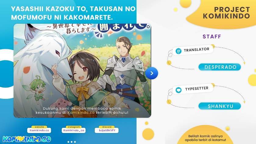 Baca Komik Yasashii Kazoku to, Takusan no Mofumofu ni Kakomarete. Chapter 1.2 Gambar 1