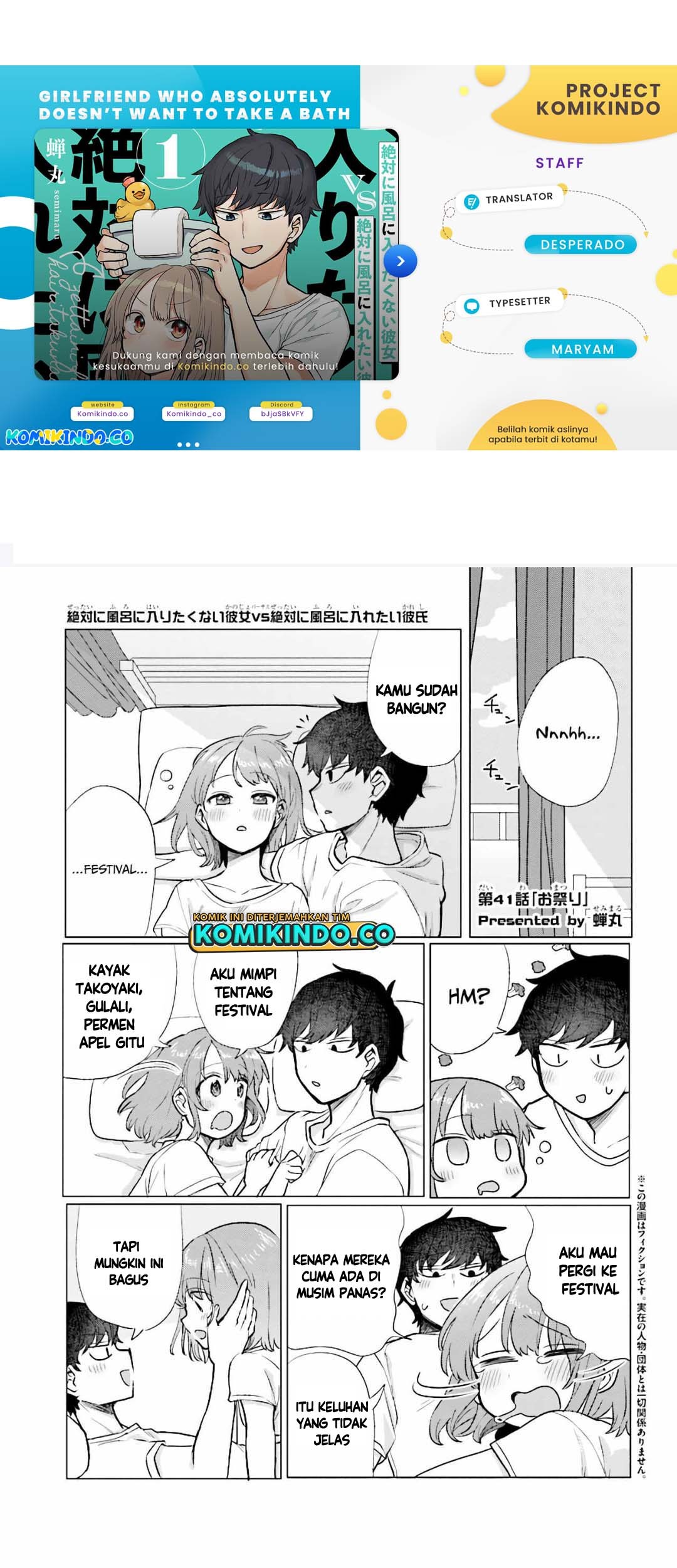 Baca Komik Girlfriend Who Absolutely Doesn’t Want to Take a Bath VS Boyfriend Who Absolutely Wants Her to Take a Bath Chapter 41 Gambar 1