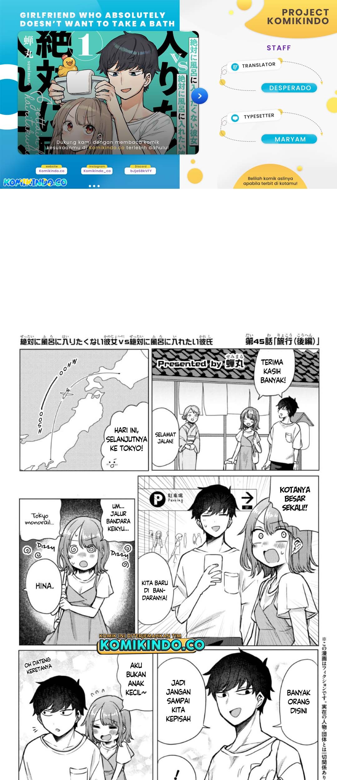 Baca Komik Girlfriend Who Absolutely Doesn’t Want to Take a Bath VS Boyfriend Who Absolutely Wants Her to Take a Bath Chapter 45 Gambar 1