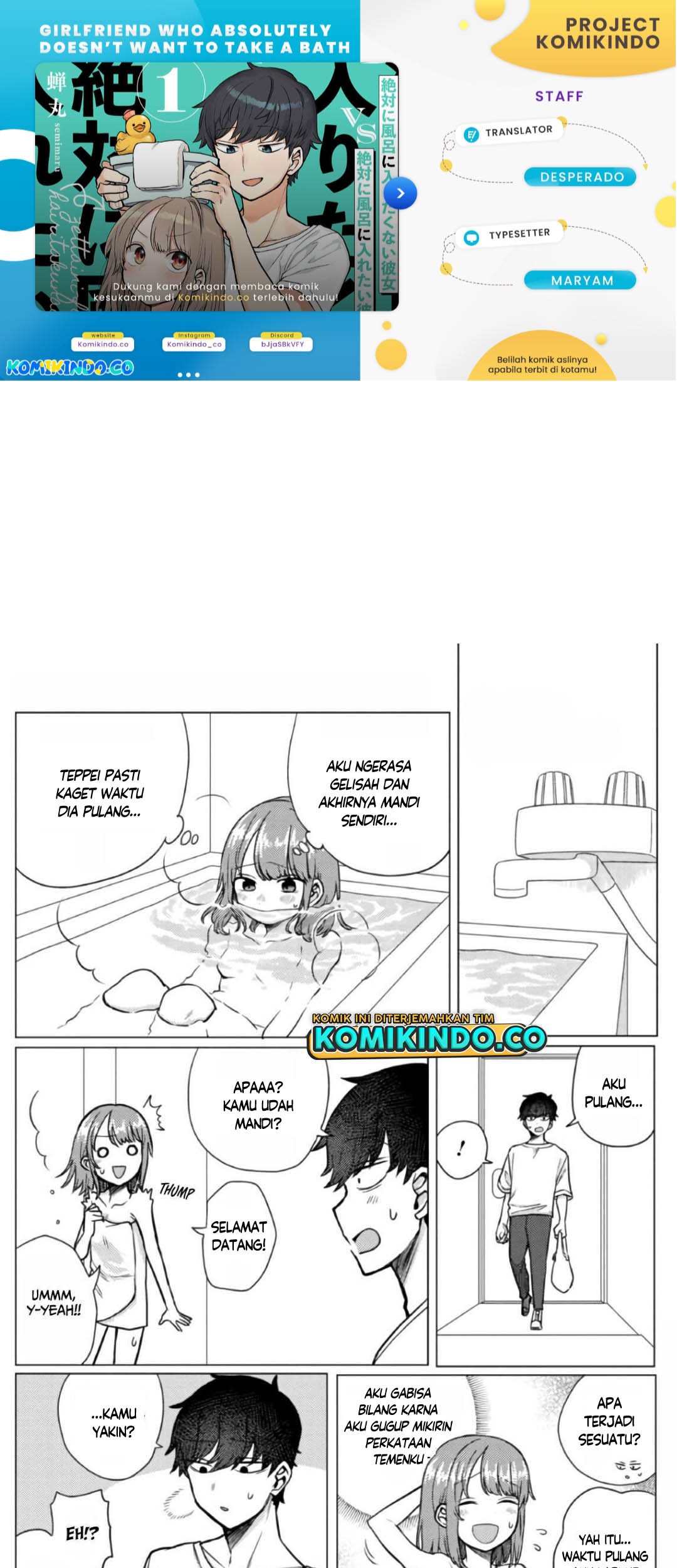 Baca Komik Girlfriend Who Absolutely Doesn’t Want to Take a Bath VS Boyfriend Who Absolutely Wants Her to Take a Bath Chapter 47 Gambar 1