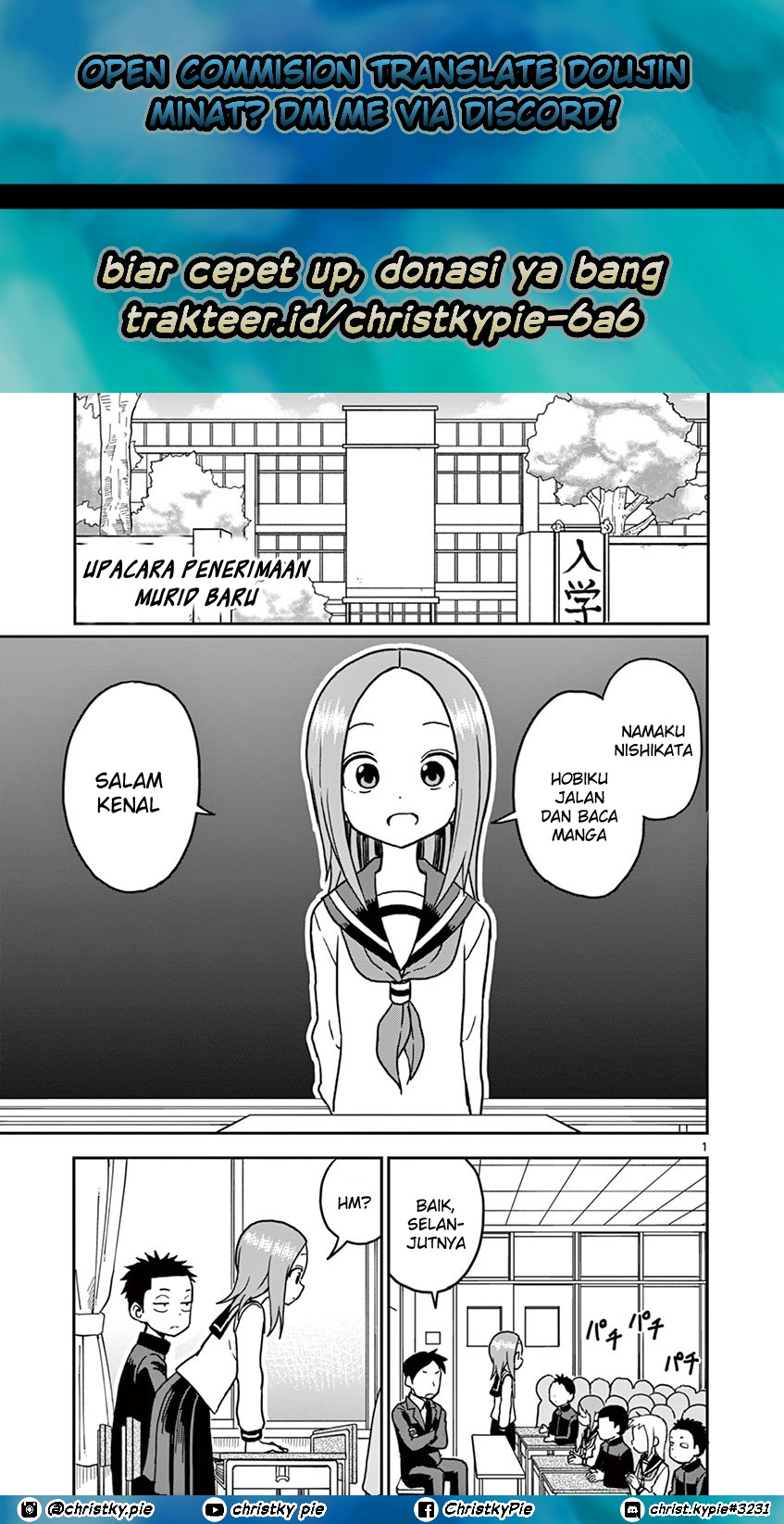 Baca Komik Karakai Jouzu no (Moto) Takagi-san Chapter 100 Gambar 1