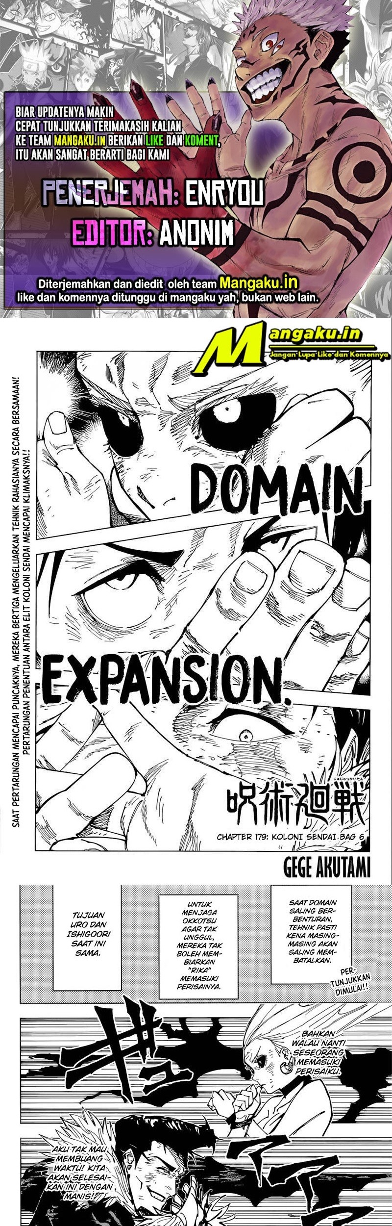 Baca Komik Jujutsu Kaisen Chapter 179 Gambar 1