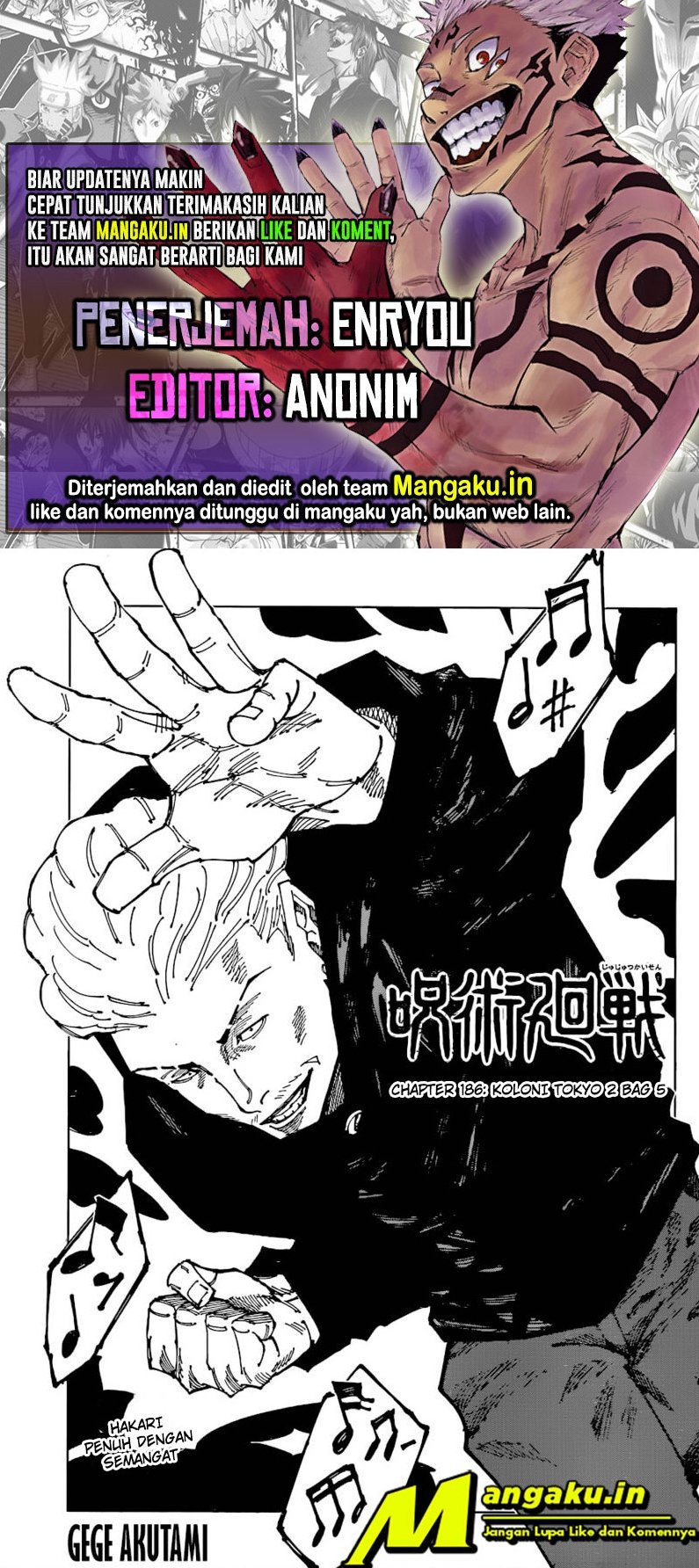 Baca Komik Jujutsu Kaisen Chapter 186 Gambar 1