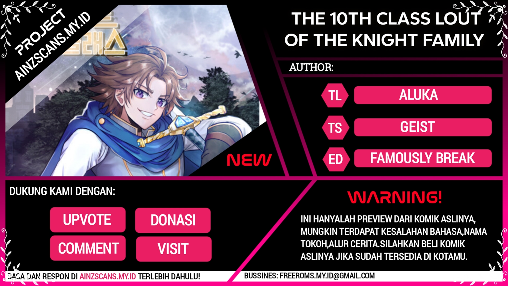 Baca Komik The 10th Class Lout of the Knight Family Chapter 08 Gambar 1