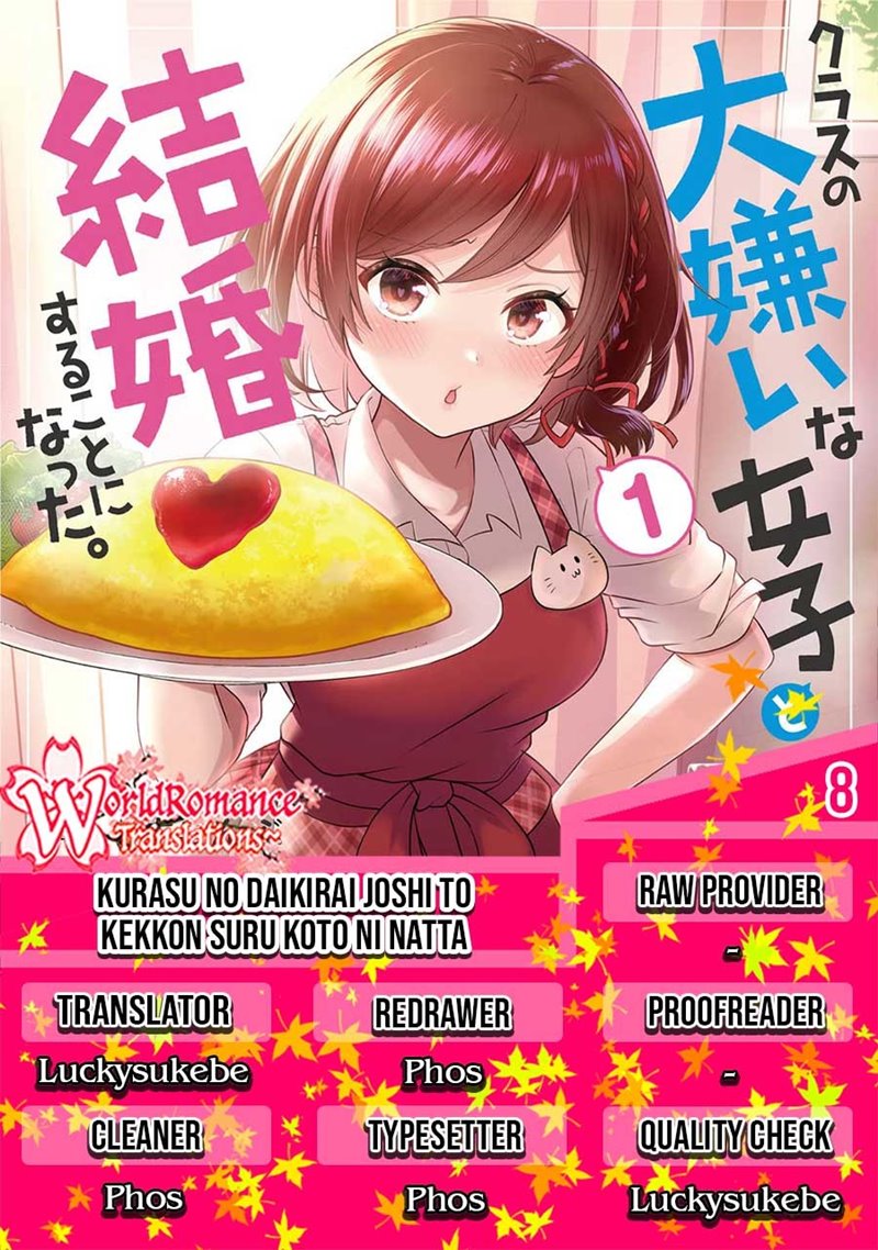 Baca Komik Kurasu no Daikirai na Joshi to Kekkon Suru Koto ni Natta Chapter 08 Gambar 1