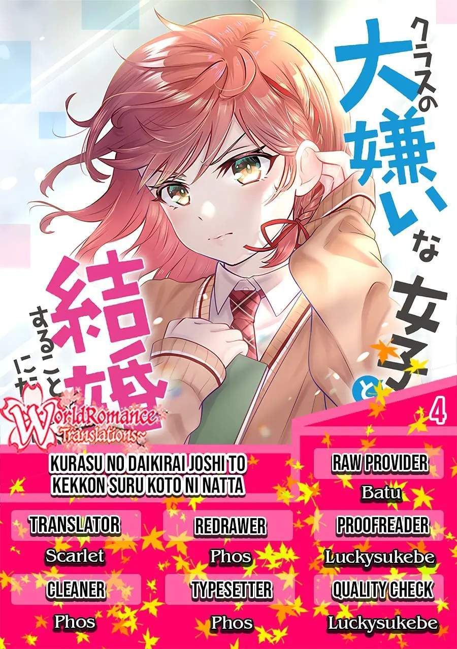 Baca Komik Kurasu no Daikirai na Joshi to Kekkon Suru Koto ni Natta Chapter 04 Gambar 1