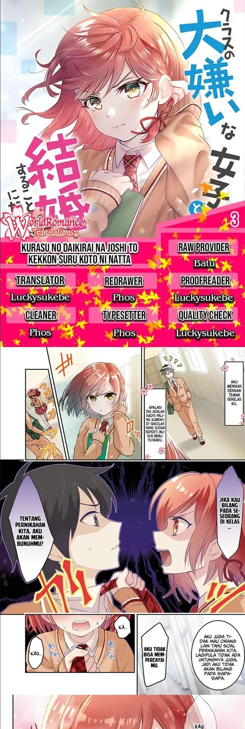 Baca Komik Kurasu no Daikirai na Joshi to Kekkon Suru Koto ni Natta Chapter 03 Gambar 1