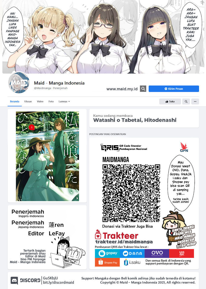Baca  Watashi o Tabetai, Hitodenashi Chapter 20 Gambar 2