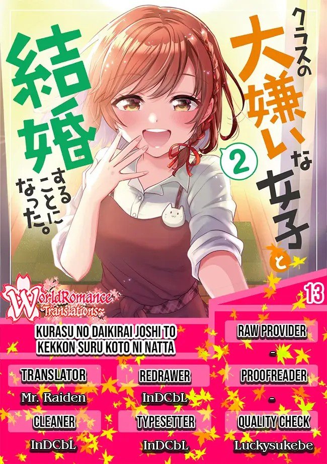 Baca Komik Kurasu no Daikirai na Joshi to Kekkon Suru Koto ni Natta Chapter 13 Gambar 1