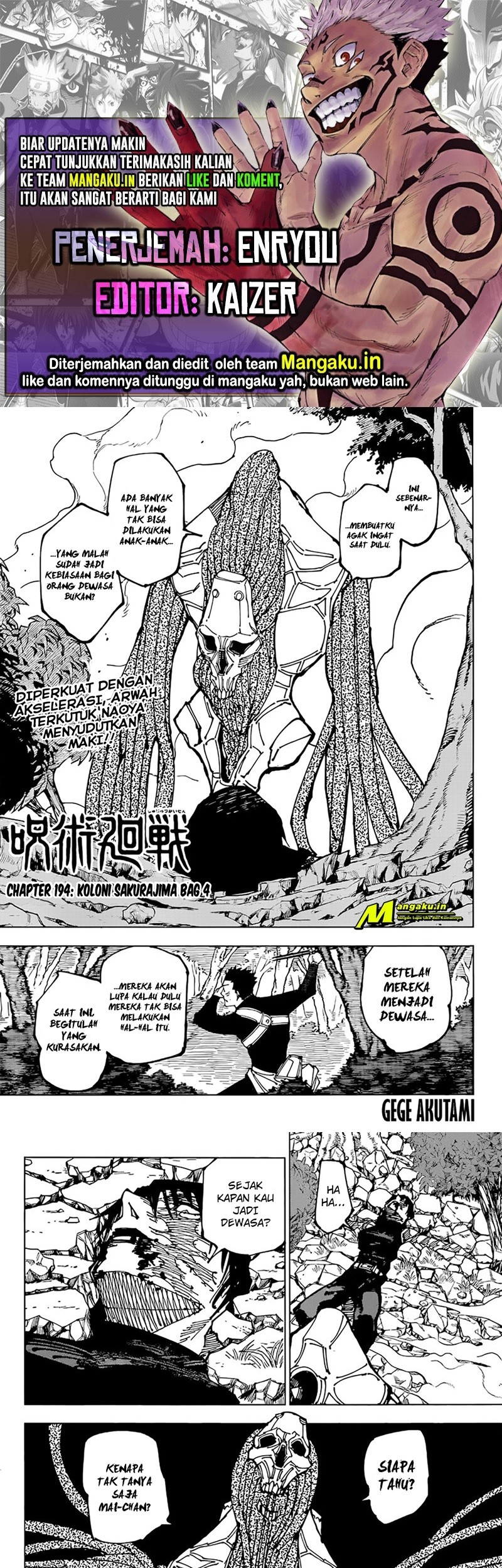 Baca Komik Jujutsu Kaisen Chapter 194 Gambar 1