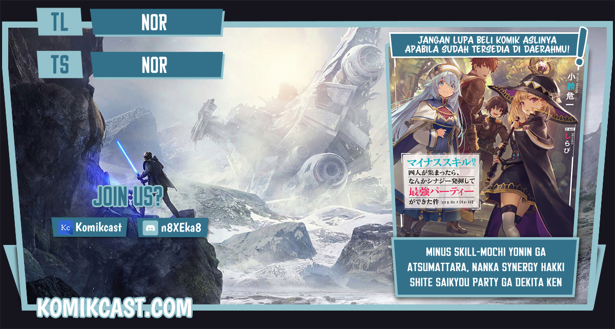 Baca Komik Minus Skill-mochi Yonin ga Atsumattara, Nanka Synergy Hakki Shite Saikyou Party ga Dekita Ken Chapter 02.1 Gambar 1