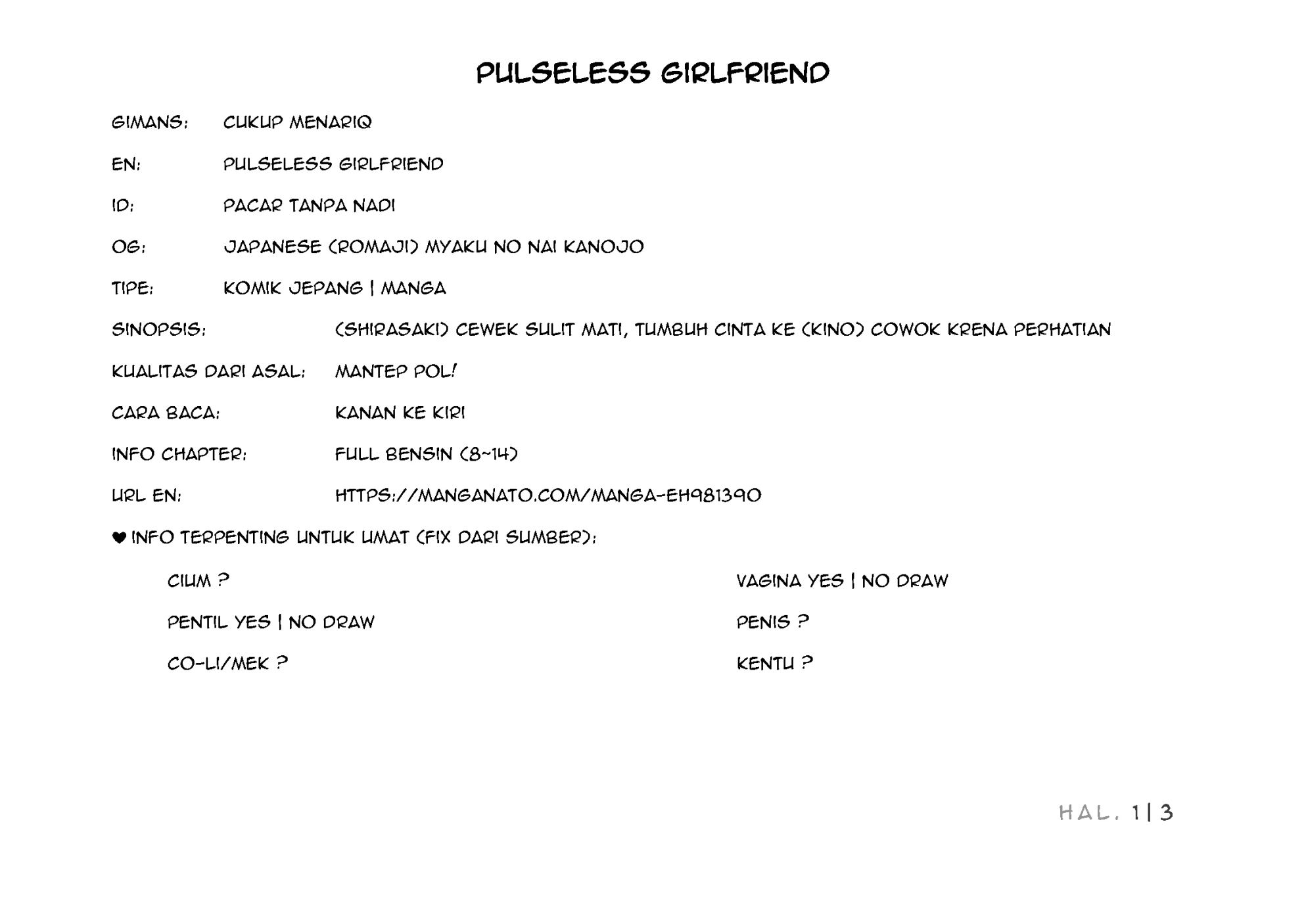 Baca Komik Pulseless Girlfriend Chapter 09 Gambar 1