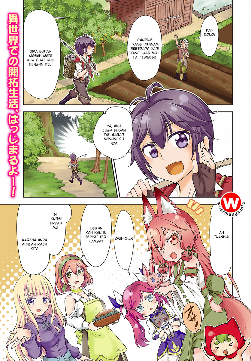 Baca Komik Tenohira Kaitakumura de Isekai Kenkouki ~Fueteku Yome-tachi to Nonbiri Mujintou Raifu~ Chapter 01 Gambar 1