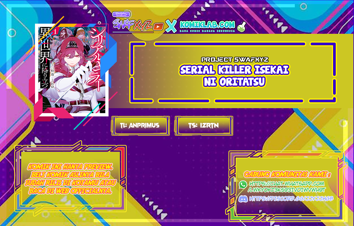 Baca Komik Serial Killer Isekai ni Oritatsu Chapter 02.1 Gambar 1