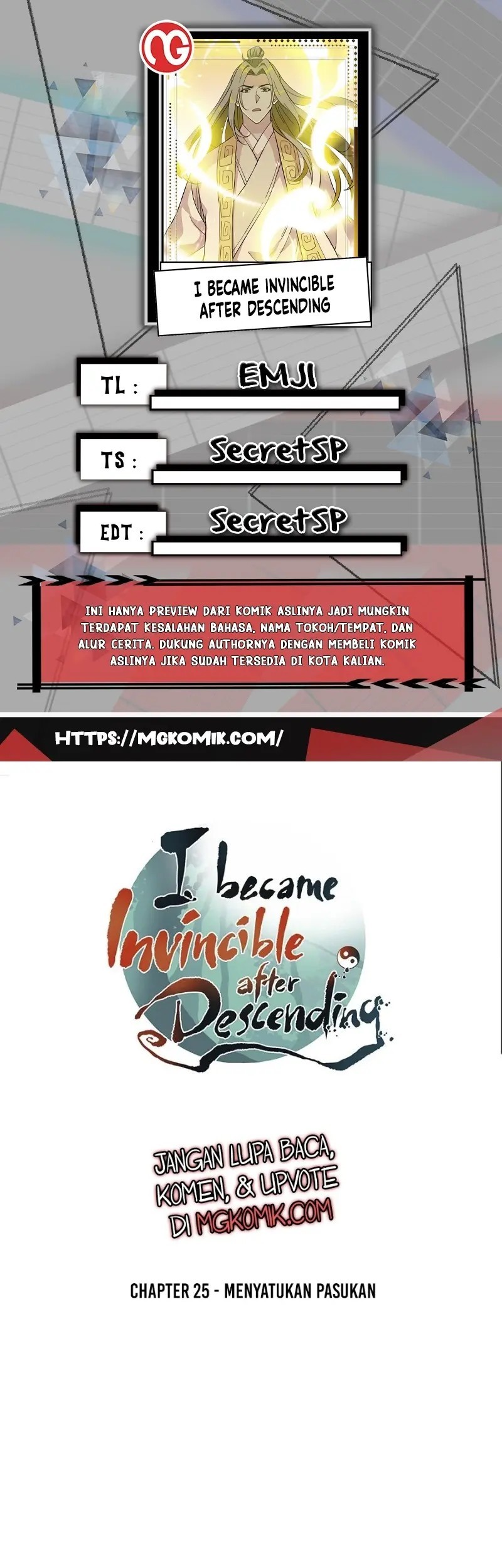 Baca Komik I Became Invincible After Descending Chapter 25 Gambar 1