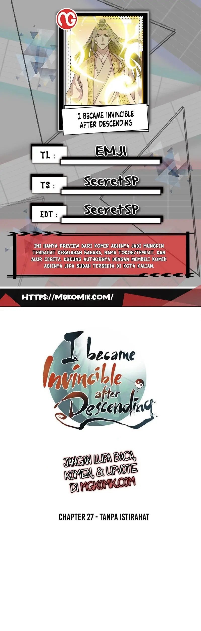 Baca Komik I Became Invincible After Descending Chapter 27 Gambar 1
