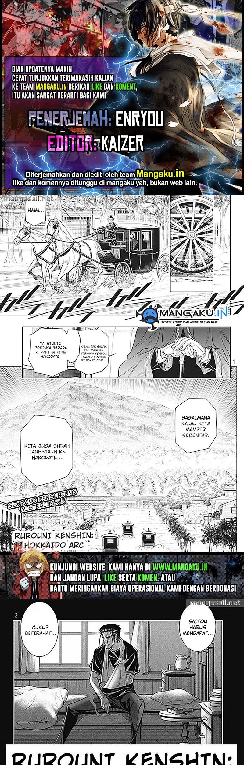 Baca Komik Rurouni Kenshin: Meiji Kenkaku Romantan – Hokkaido-hen Chapter 49.1 Gambar 1