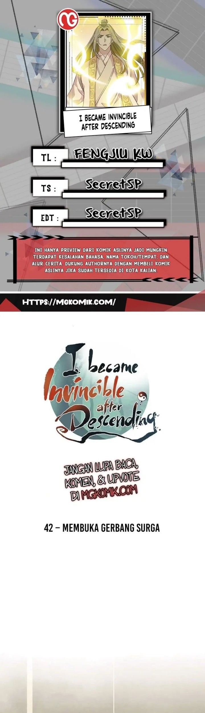 Baca Komik I Became Invincible After Descending Chapter 42 Gambar 1
