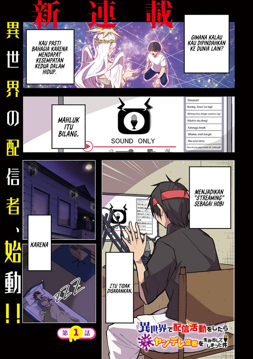 Baca  Isekai de Haishin Katsudou wo Shitara Tairyou no Yandere Shinja wo Umidashite Shimatta Ken Chapter 01 Gambar 2