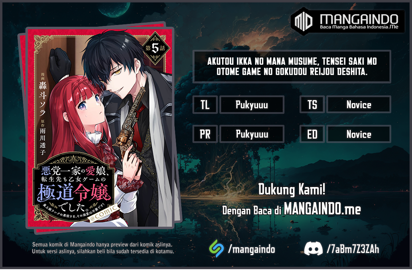 Baca Komik Akutou Ikka no Mana Musume, Tensei Saki mo Otome Game no Gokudou Reijou deshita Chapter 05 Gambar 1