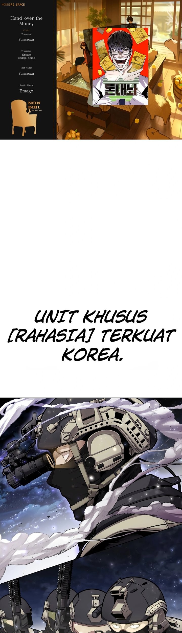 Baca Komik Hand over the Money! Chapter 01 Gambar 1