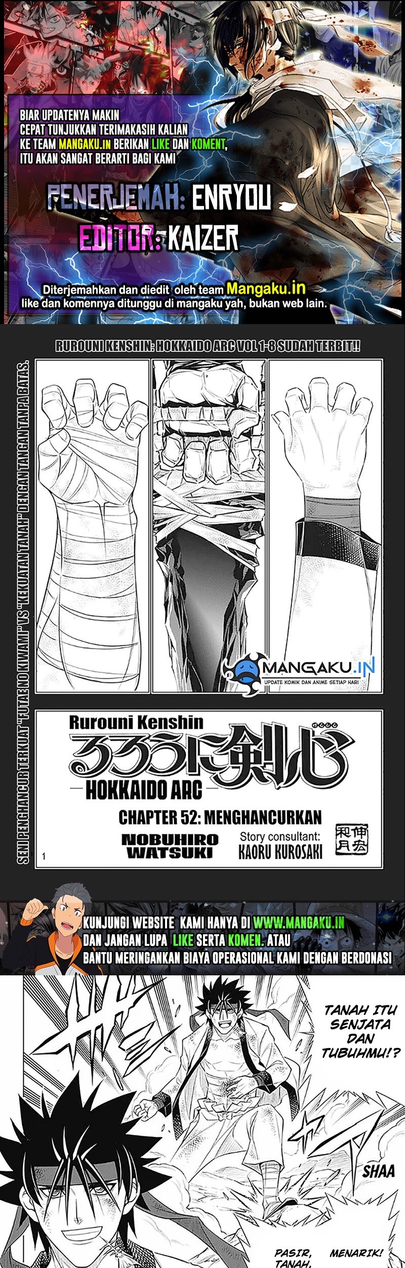 Baca Komik Rurouni Kenshin: Meiji Kenkaku Romantan – Hokkaido-hen Chapter 52 Gambar 1
