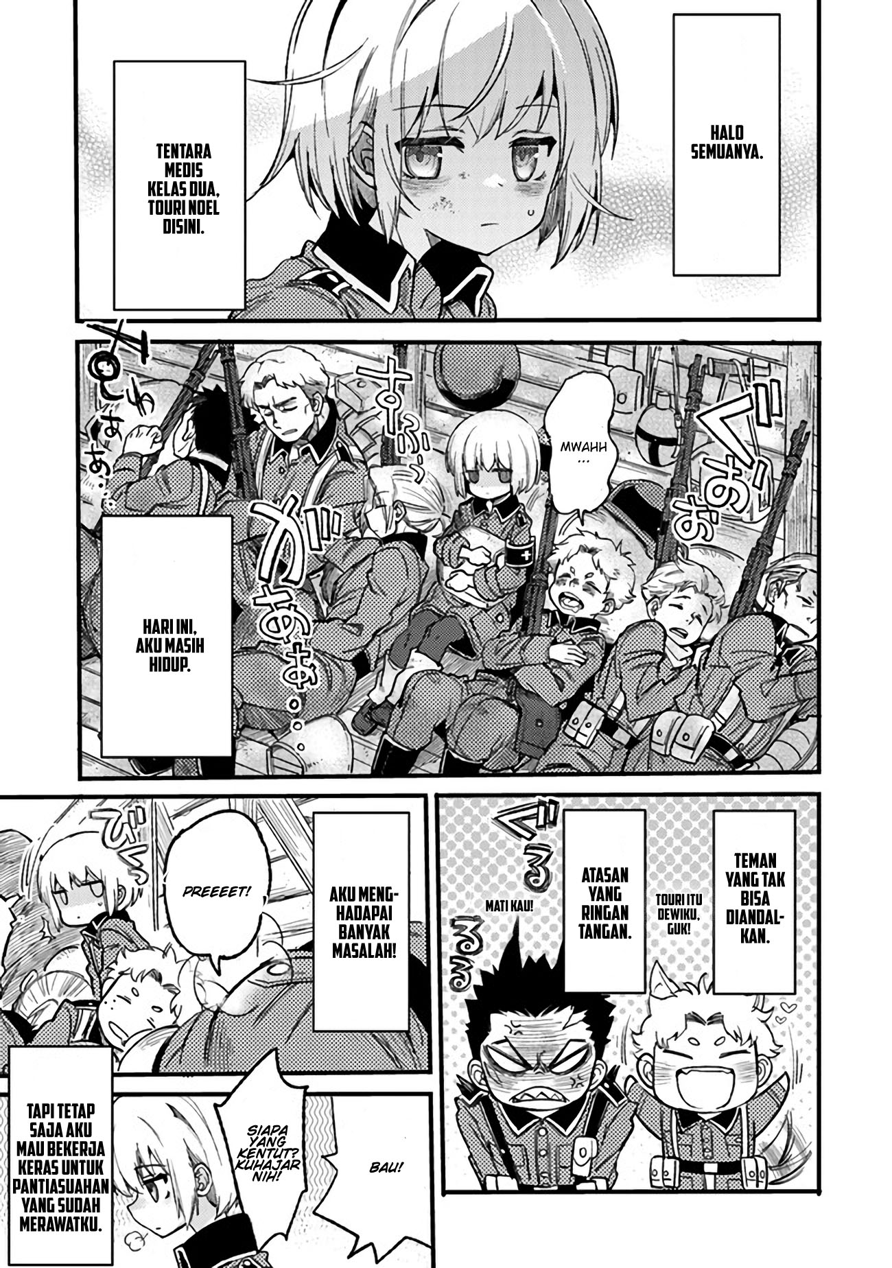 Baca  TS Eiseihei-san no Senjou Nikki Chapter 03.1 Gambar 2