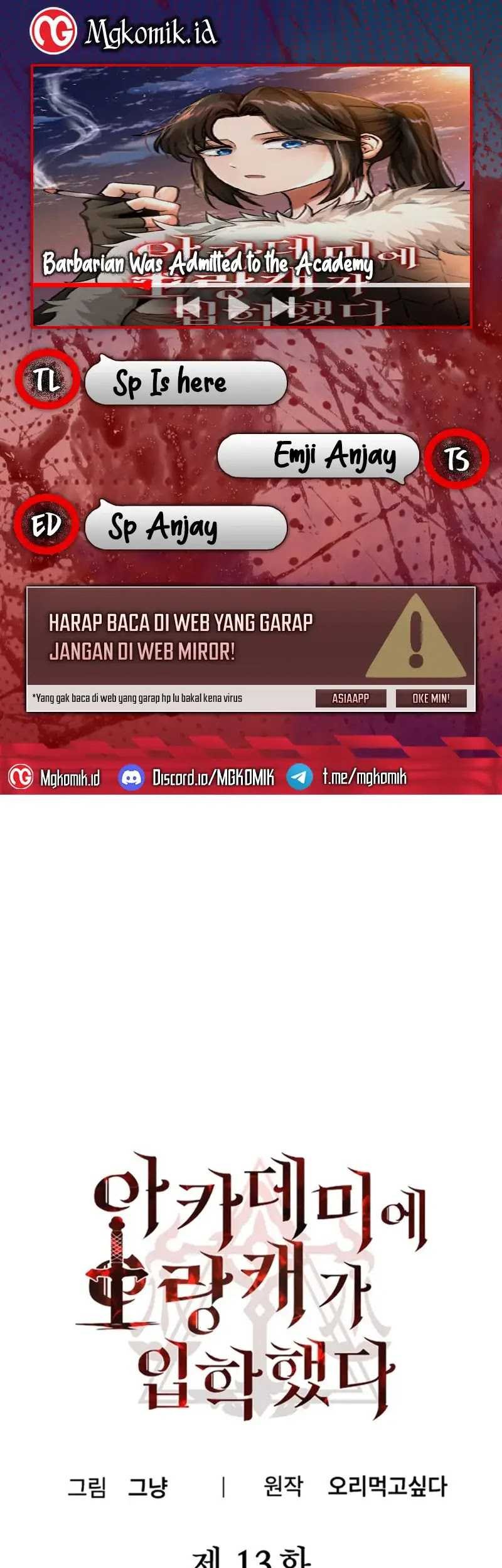 Baca Komik Entered the Academy as a Barbarian Chapter 13 Gambar 1