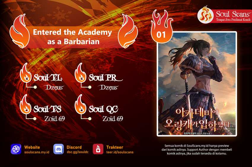 Baca Komik Entered the Academy as a Barbarian Chapter 01 Gambar 1