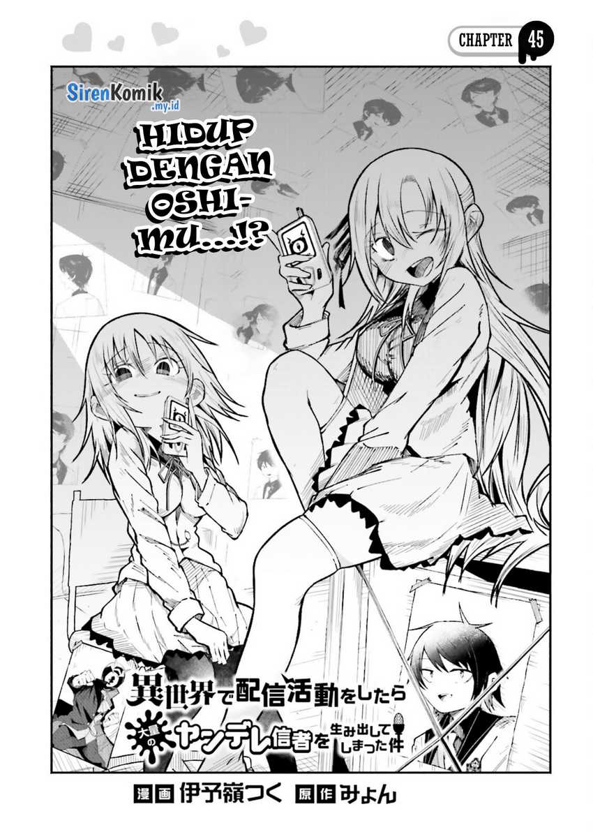 Baca Isekai de Haishin Katsudou wo Shitara Tairyou no Yandere Shinja wo Umidashite Shimatta Ken Chapter 45 Gambar 2