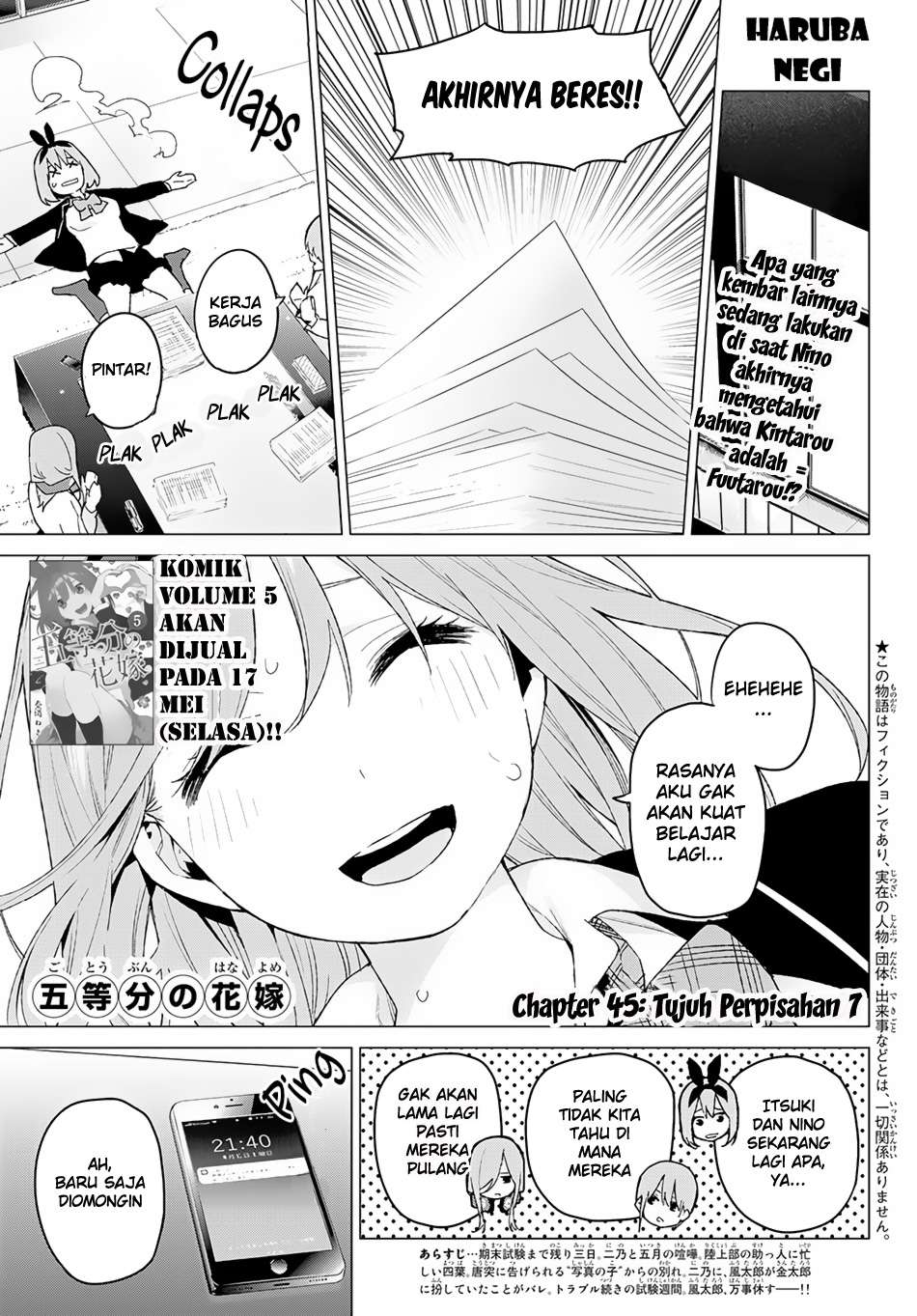 Go-toubun no Hanayome Chapter 45 Gambar 4