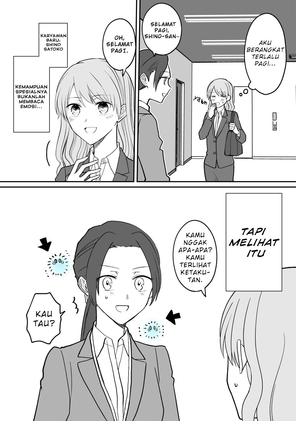 Baca Komik Kuki ga “yomeru” shunnyushain to buaiso na sempai no hanashi Chapter 02 Gambar 1
