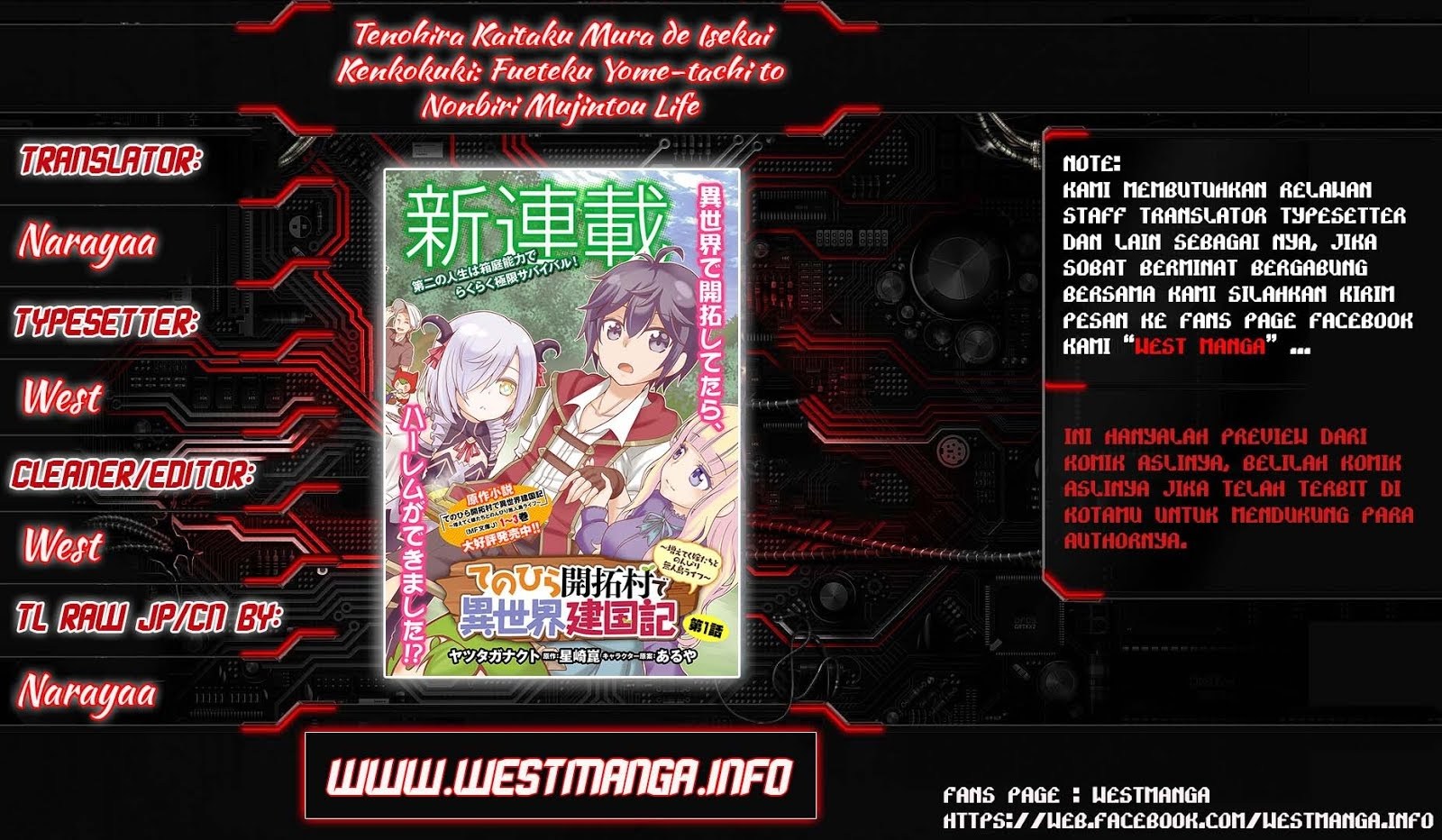 Baca Tenohira Kaitaku Mura de Isekai Kenkokuki: Fueteku Yome-tachi to Nonbiri Mujintou Life (fix) Chapter 02 Gambar 2