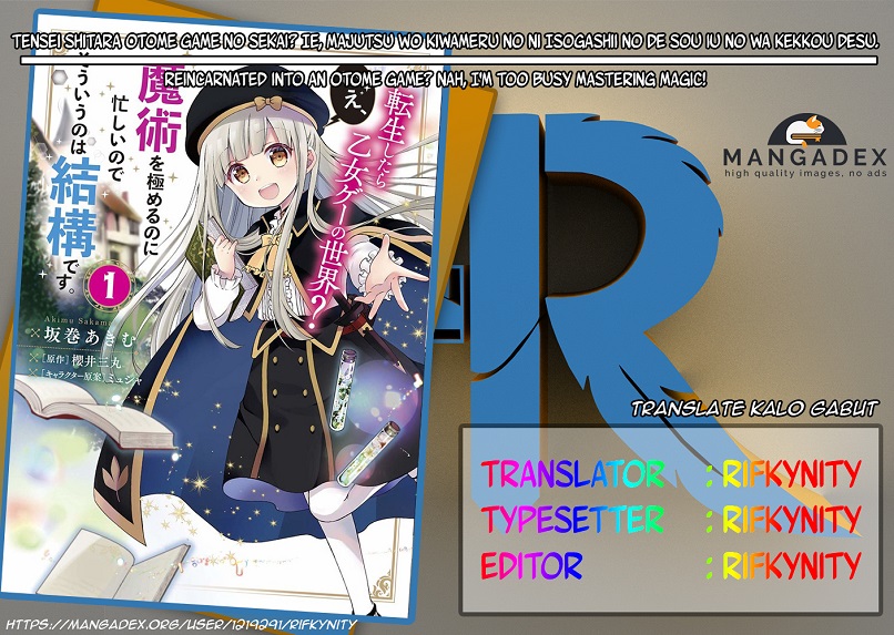 Baca Komik Reincarnated into an Otome Game? Nah, I’m Too Busy Mastering Magic! Chapter 02.1 Gambar 1